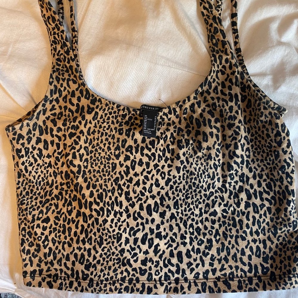 Cheetah Print Cropped Tank Top